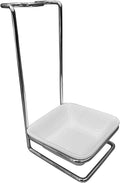Steel Upright Ladle Holder Square White Ceramic Bowl Spoon Rest Rack Cooking by GoldNJadeHouseware