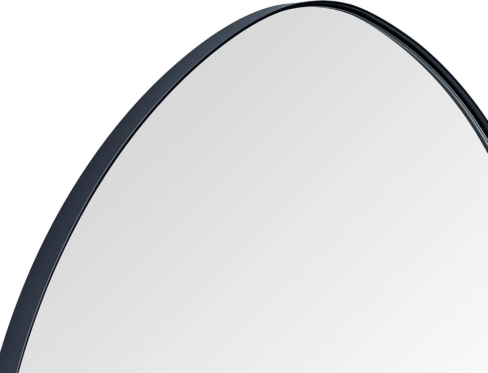 22 x 30 Black Asymmetrical Irregular Mirror Matt Black Metal Framed Accent Mi...