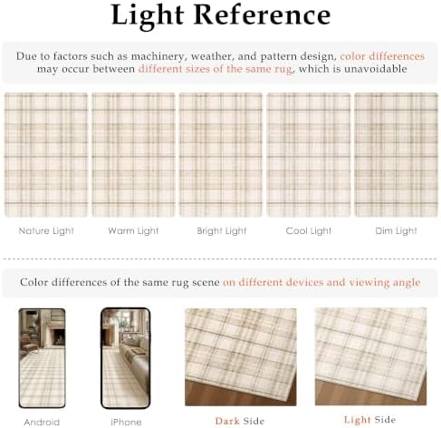 9x12 Beige Plaid Living Room Area Rug