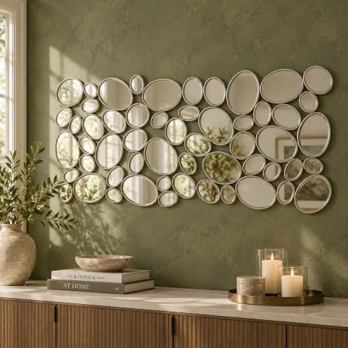 Silver Wall Mirrors Decorative - 51"x23" Large Modern Wall Mirror f...