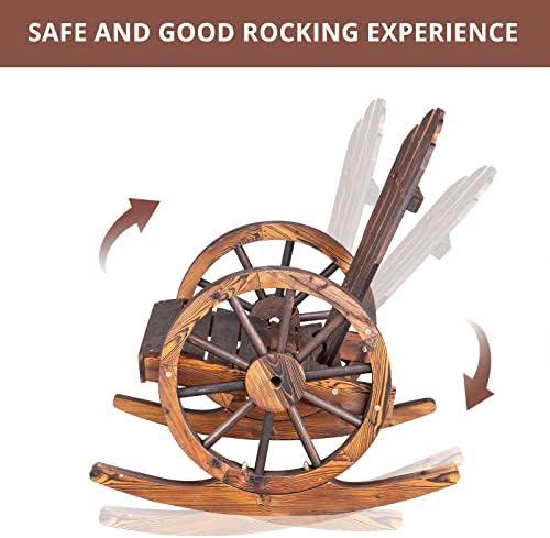 Outvita Adirondack Rocking Chair Set of 2, Carbonized Wood Wagon Rocker