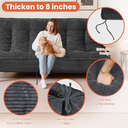 8" Futon Mattress Queen Size, Futons Sofa Bed Sleeper Couch Bed, Roll Up...