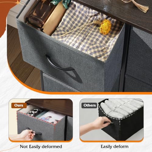 WLIVE Wide Dresser for Bedroom, 5 Drawer Chest of Drawers, Dark Grey