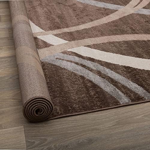 Rugshop Wavy Circles Modern Fade-Resistant Area Rug Brown 6'6" x 9'