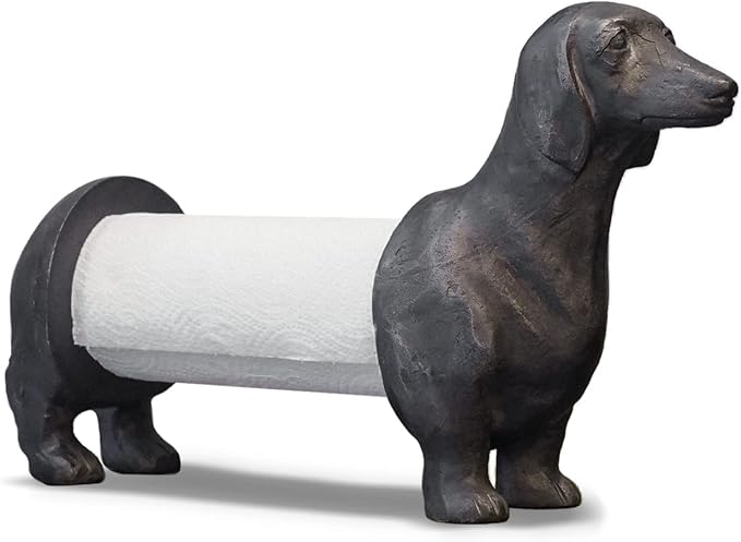 Vintage Dachshund Dog Paper Towel Holder Black Wiener Dog Tissue Towel Display