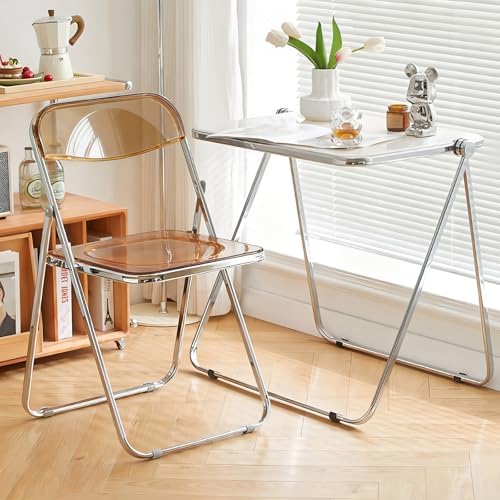 2 Pack Acrylic Folding Chair,Brown