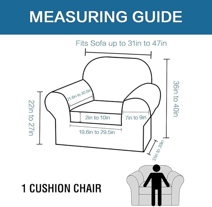 H.VERSAILTEX 2 Piece Couch Cover Stretch Stylish Chair Cover Furniture - Image 2
