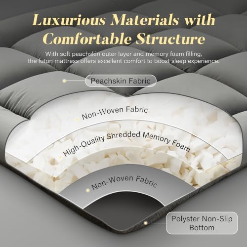 DOWNSTORIA Japanese Floor Mattress, 3 inch Foldable Futon Mattress Tatami Mat...