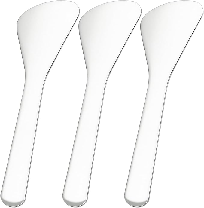 Pndeyo 3pcs Mini Stainless Steel Makeup Spatula, Reusable Cosmetic Cream by Pndeyo