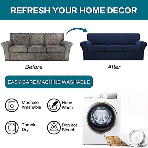 Turquoize 4 Piece Sofa Covers for 3 Cushion Couch Sofa Slipcover Soft Couch C...