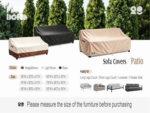 2-Seater Patio Loveseat Cover, 60Wx38Dx35H inches Outdoor Furniture Covers Wa...