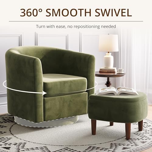 360° Swivel Accent Chair with Storage Ottoman Set of 2