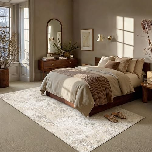 PureCozy 9x12 Area Rug Beige Abstract Modern