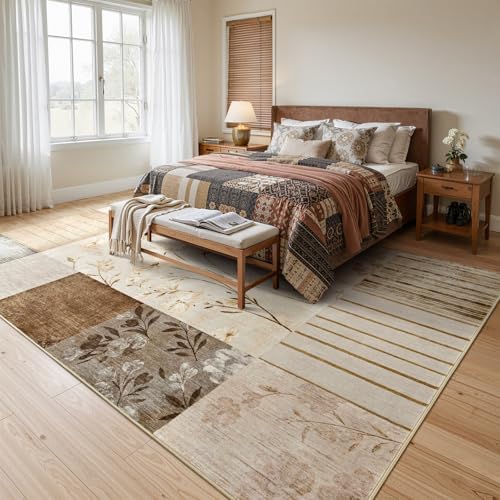 DweIke Floral Rugs for Living Room, 5x7 Washable Area Rug for Dining Room Far...