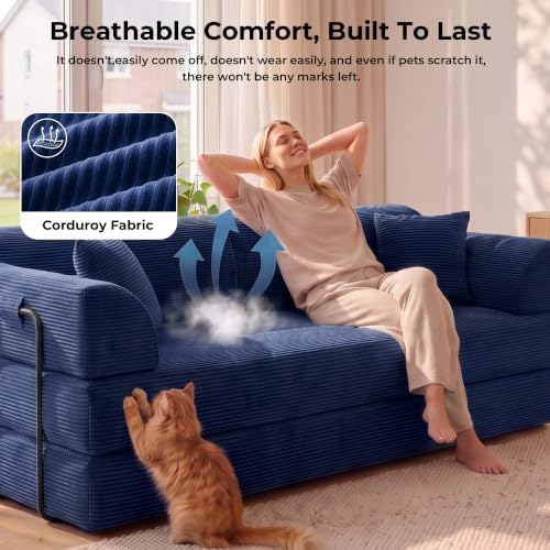 79'' Futon Sofa Bed, High‑Back Boneless Couches for Living Room