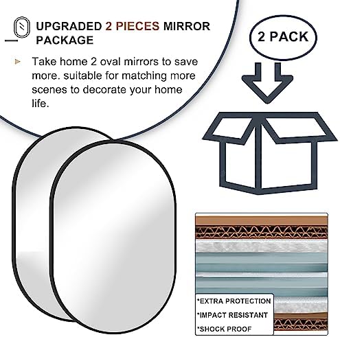Oval Bathroom Mirror Capsule Wall Vanity Mirror, 2 Pieces 20"x30" P...
