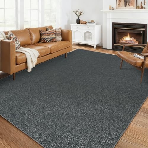 Garvee Large Washable Rug 9x12 Modern Solid Rugs for Living Room Charcoal
