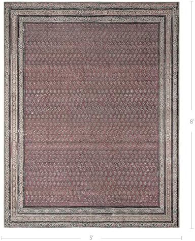 Rusty Rhythm 5' x 8' Burgandy Area Rug - Persian-inspired design