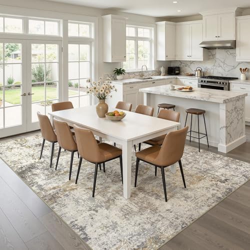 kakania Washable 10x12 Area Rug for Living Room: Abstract Modern Home Decor