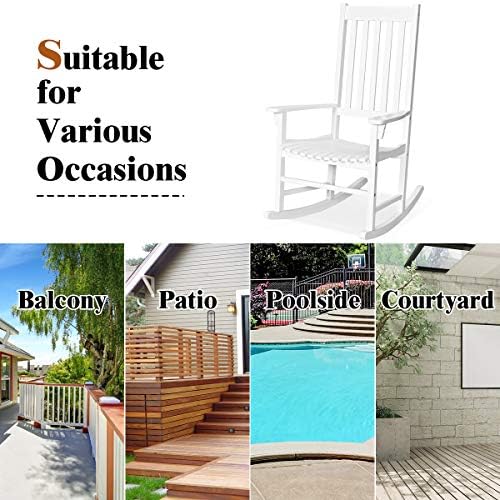 GIANTEX Rocking Chair Acacia Wood Frame Outdoor& Indoor for Garden, Lawn,...