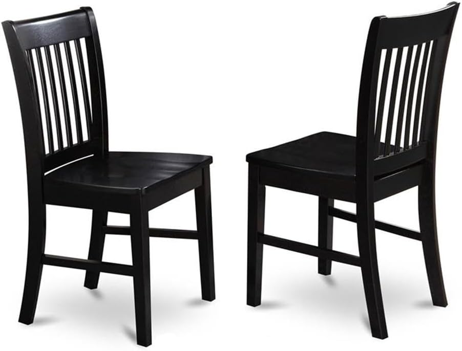 East West Furniture NFC-BLK-W Norfolk Dining Chairs - Slat Back Wood Seat Kit...