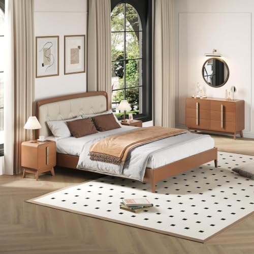 JOINICE Mid Century Modern Dresser and Nightstand Sets for Bedroom, Cherry