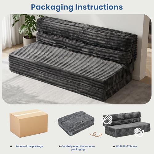 Erament Tri-Fold Futon Sofa Bed, 6 Inch Foldable Floor Couch, High-Density Fo...