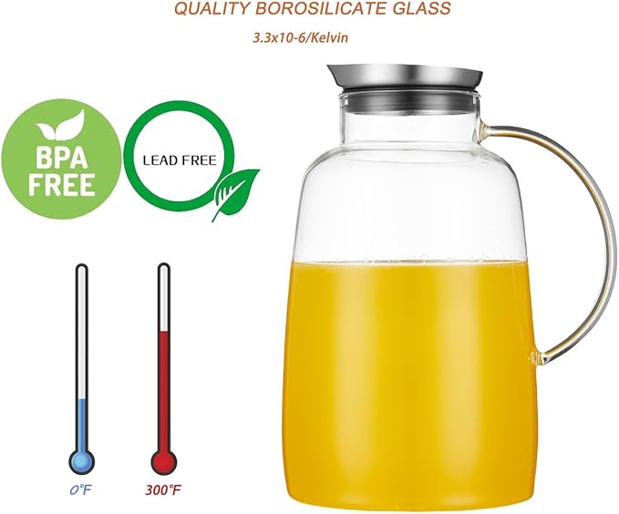 Purefold Pitcher with Lid, 109 Ounces Water Pitcher, Heat Resistant Leakproof - Image 2