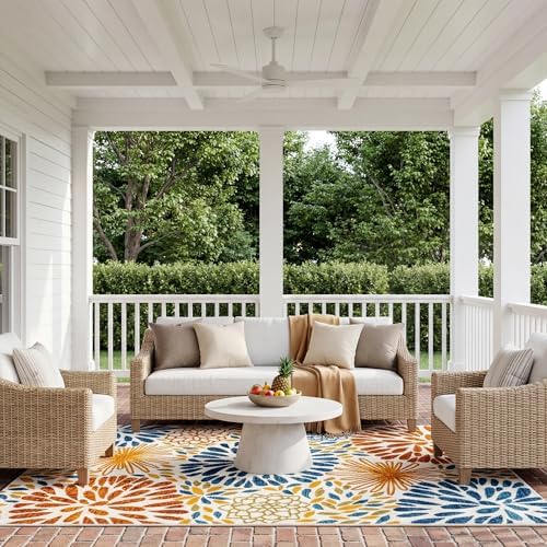 nuLOOM Monique Blue Floral & Paisley Indoor/Outdoor Area Rug, 7' x 9&...