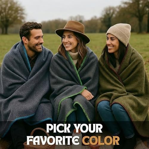 JMR Wool Camping Blanket, Fire Retardant Military Throw, Grey (62x84)