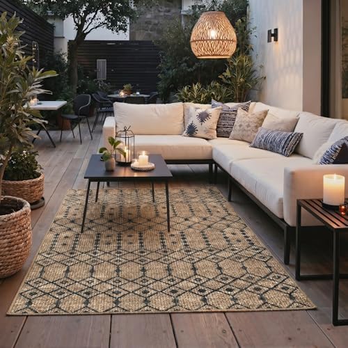 GENIMO Indoor Outdoor Area Rug 6X9, Non-Shedding, Machine Washable Mat for Pa...