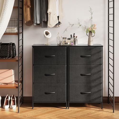 AODK Small Dresser for Bedroom Nightstand with 3 Storage Drawers, Black