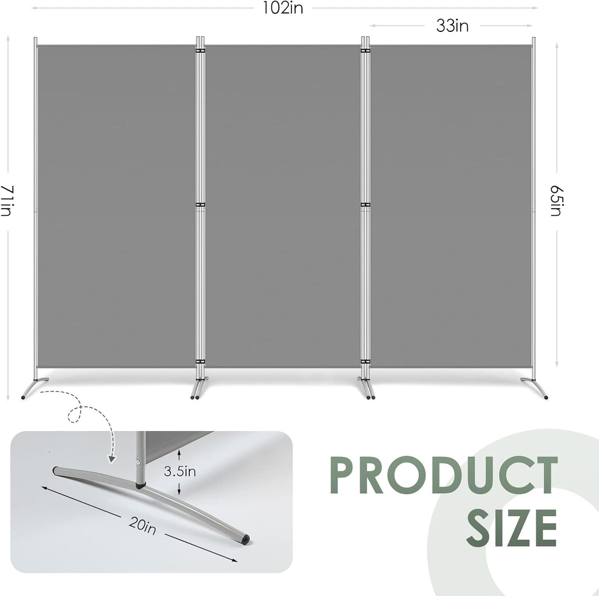rantila 3 panel room divider, 6 ft tall shown in use