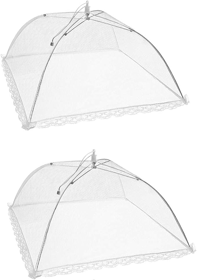 2 Pack Pop-Up Mesh Food Covers, 17 Inches Umbrella-Style Folding Mesh Food by TOUGS