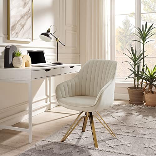 Zouron Mid Century Modern Swivel Accent Chair with Gold Metal Legs, Upholster...