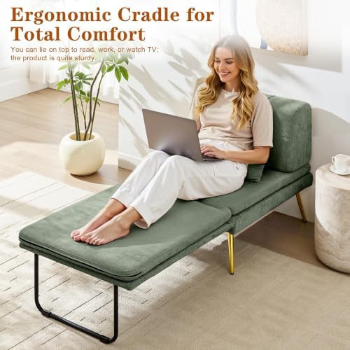wanan Futon Chair, 3-in-1 Chair Sleeper Bed for Adults with Back Support