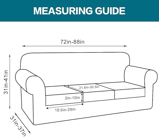 Turquoize 4 Piece Sofa Covers For 3 Cushion Couch Sofa Slipcover Soft Couch - Image 2