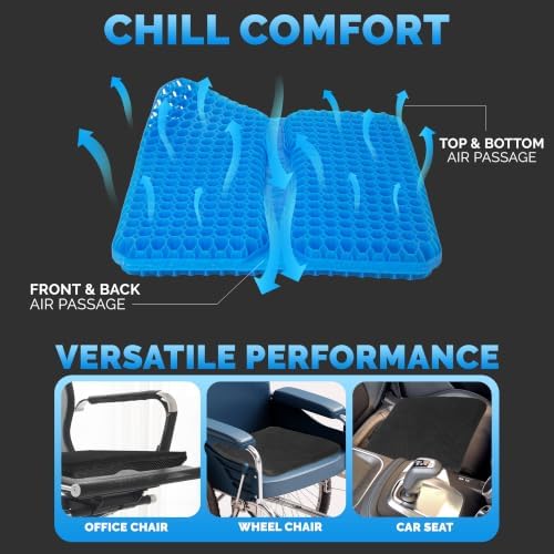 Gel Seat Cushions for Long Sitting- Extra Large & Ultra Thick(2 Inch) Ort...