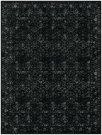 Hedlive Vintage Black Rug for Living Room 9x12, Ultra-Thin Washable Large Are...