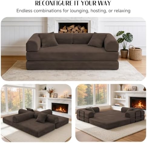 79" Memory Foam Sofa Bed, Convertible Futon Boneless Couch for Living Ro...