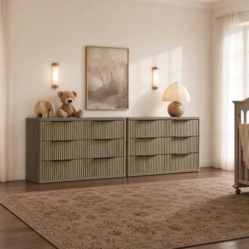 SICOTAS Bedroom Dresser with 12 Deep Wide Large Fluted Drawers for Closet