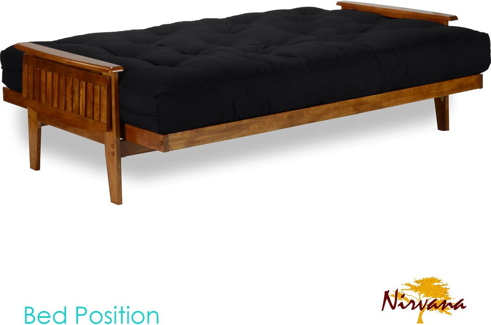 Eastridge Futon Set - Queen Size, Frame, 8" Mattress, Twill Black Cover