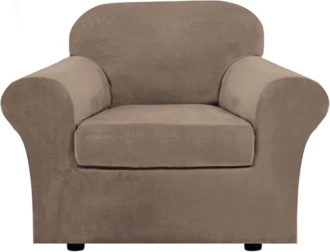 H.VERSAILTEX Rich Velvet Stretch 2 Piece Cover Chair Slipcover Sofa Cover by HVERSAILTEX