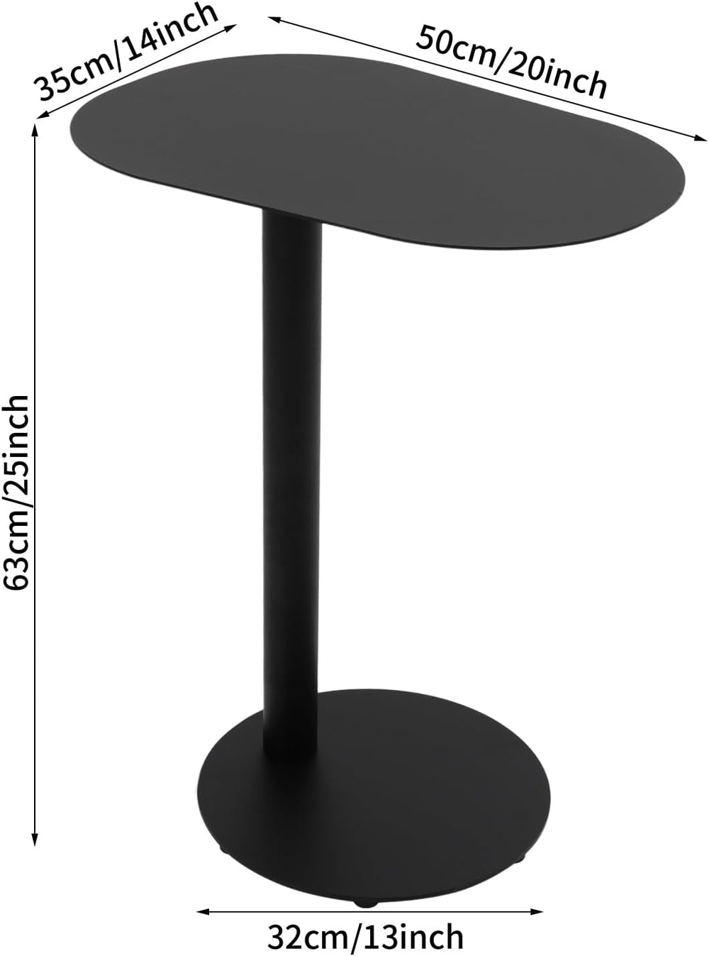 C-Shaped Side Table, Iron End Table, Couch Side Table for Living Room, Study ...