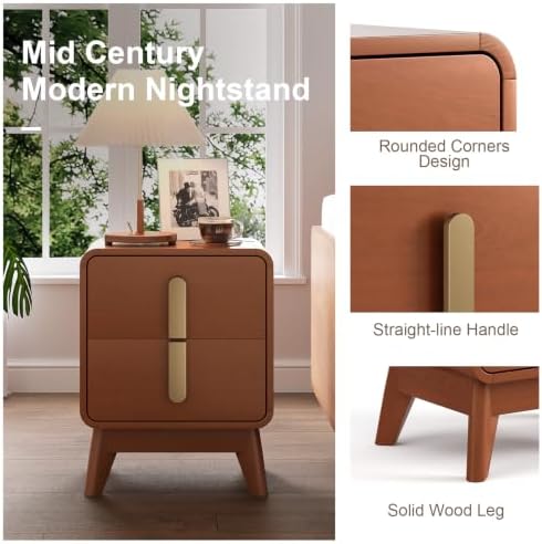 JOINICE Mid Century Modern Dresser and Nightstand Sets for Bedroom, Cherry