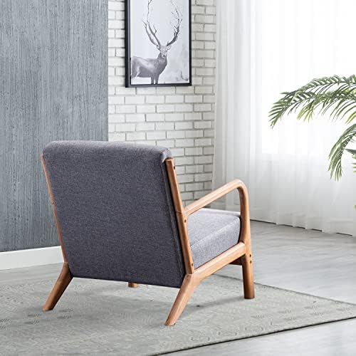 INZOY Mid Century Modern Accent Chair with Wood Frame, Upholstered Living Roo...