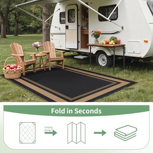 GENIMO Outdoor Rug, Waterproof Plastic Rugs for Patio, 6'x9' Mocha Brown