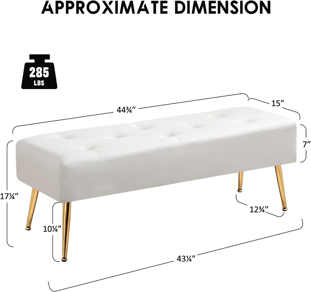 Furniliving Modern PU Leather Benches, Upholstered Tufted Leather Bedroom Ott...