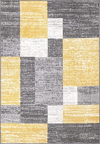 Rugshop Geometric Boxes Oslo Modern Living Room Area Rug Yellow 7'10&quot...