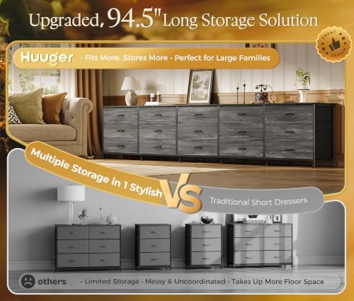 Huuger 94.5 Inch Extra Long Dresser for Bedroom, Large Dresser for Closet